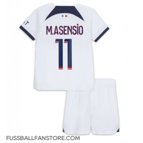 Paris Saint-Germain Marco Asensio #11 Replik Auswärtstrikot Kinder 2023-24 Kurzarm (+ Kurze Hosen)